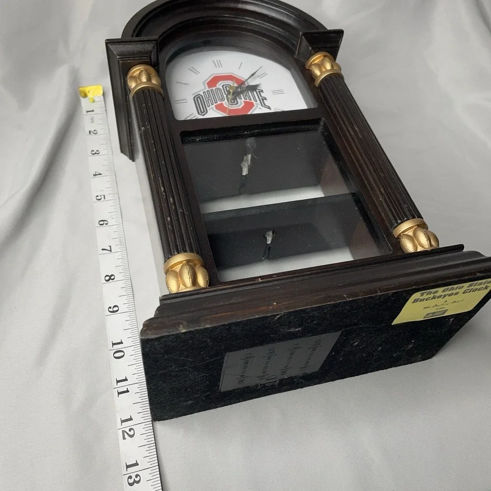 Vintage Danbury Mint Ohio State Buckeyes Football Wooden Grandfather Desk Clock